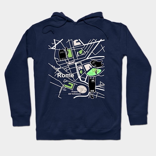 Map of Rome with Cats Hoodie by PocketRoom